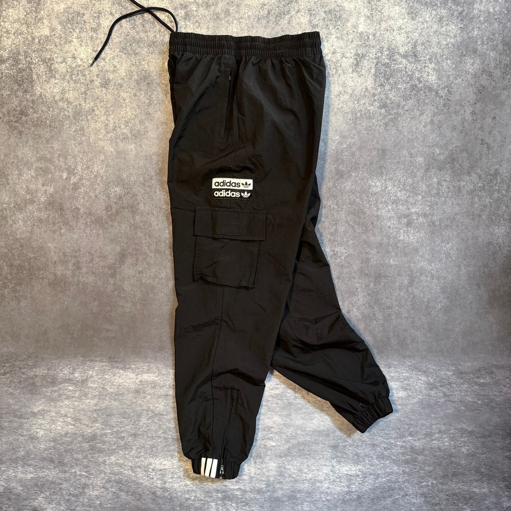Adidas Originals Women's Black Baloon Cargo Joggers Small Trefoil Logo